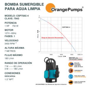 Bomba Sumergible para Agua Limpia 1 Hp CSP750C-4