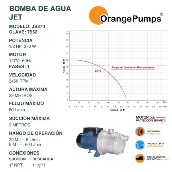 Bomba de Agua Jet 1/2 Hp JS370 - Imagen 2
