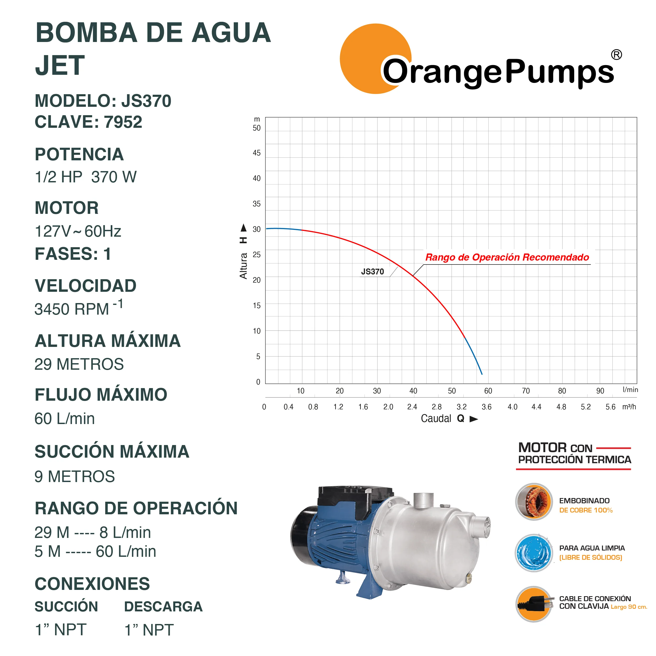 Bomba de Agua Jet 1/2 Hp JS370 - Image 2