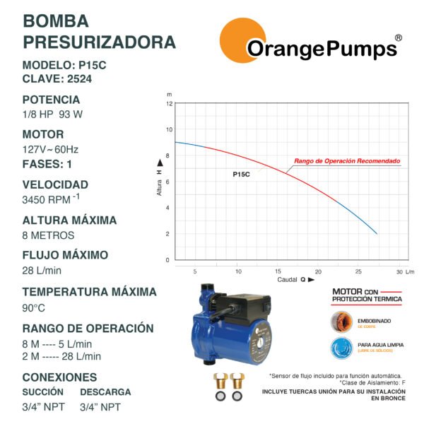 Bomba Presurizadora 1/8 Hp P15C