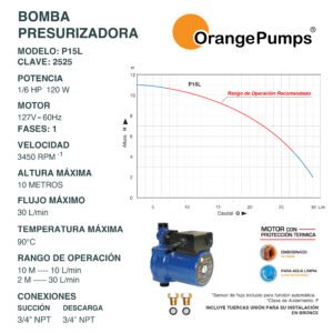 Bomba Presurizadora 1/6 Hp P15L
