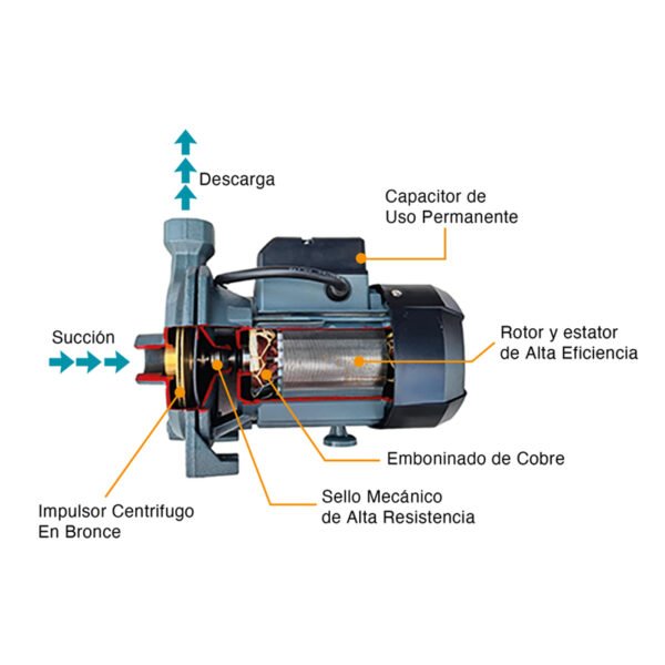 Bomba Centrífuga para Agua Limpia 1/2 Hp SH250 - Imagen 2